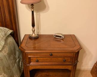 One of two side tables in a bedroom.