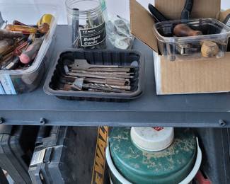 Vintage Craftsman screw drivers, drill bits, Dewalt power screw driver, etc.
