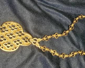 Rare Vintage Monet Clover Cross; 18.5 " L chain pendent 2" x 3.25" 