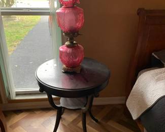 Vintage table with Glass lamp
