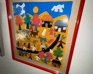 Primitive Folk Art "Chief La ...Stad". Textile Art Chile "Arpillera" 3 dimensional appliques.. oh my, what did we ever do before Google????!
