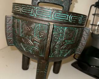 Mid Century James Mont style Verdigris Ice bucket??