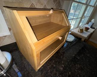 Cool display case Wooden, bigger than a bread box..