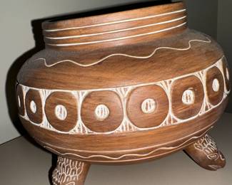 Beautiful, Iconic CeramicMayan Footed PlanterPottery Vintage Mexican Hand made