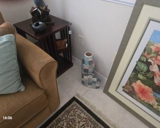 Turq.brown and tan vase set