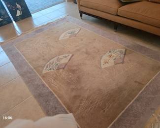 Large area rug with Japanese fans