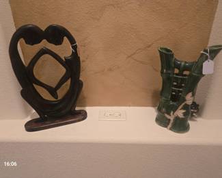 Small Bamboo water fountain,and tribal man and woman