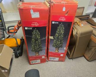 2 smaller Christmas trees