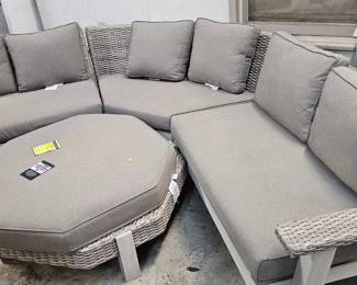 OUTDOOR SECTIONAL SOFA AND OTTOMAN