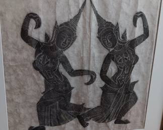 Framed Thai style paper art