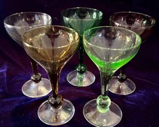 Multi-colored cordial glasses