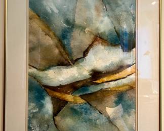 Framed watercolor signed by Laura Stewart