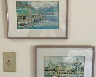 Framed watercolors signed by Edward Goodall