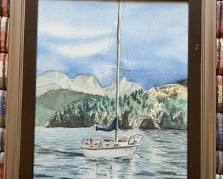 Framed water color signed by Darby