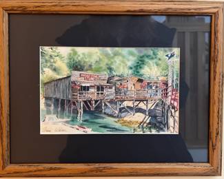 Framed watercolor signed by Anne Wilson