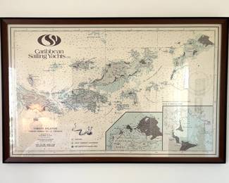 Framed map of the Caribbean 