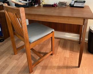 Wood desk and chair