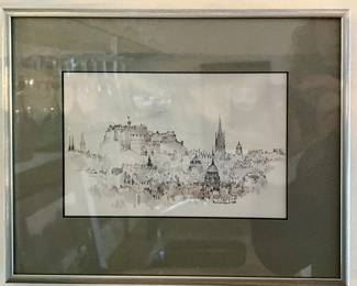 Framed watercolor signed by Ken Lochland