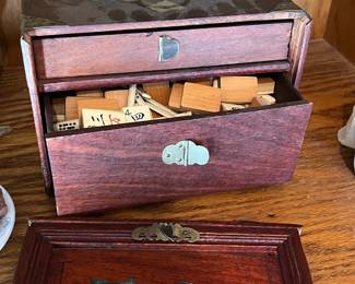 Vintage Mahjongg set in wooden box