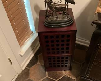 Cranes, deer, cabinet