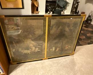 Lovely framed 2 piece wall hanging  with elaborate framing