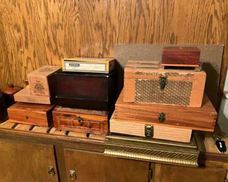 Collectible Boxes in man room 