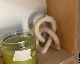Carved soapstone & candle