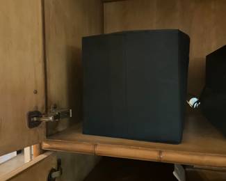 Electronics in cabinet in sunroom 