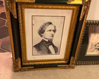 Framed & matted picture in ornate frame 