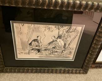 Original pen drawing framed & matted