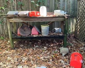 Outside around man cave in back yard 