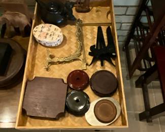 Tray of items on table in Sunroom