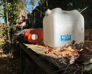 Outside around man cave in back yard 