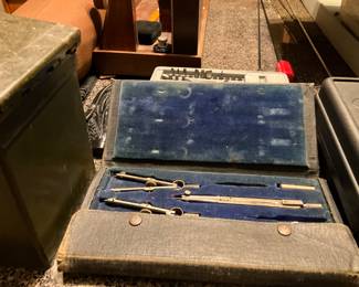 Vintage drawing items with case