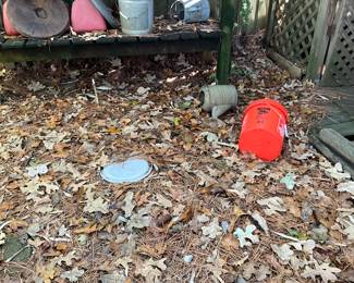 Outside around man cave in back yard 