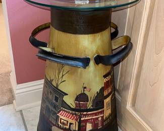 Hand-Painted Milk can made into a small table