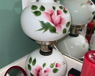 Vintage Gone With The Wind Lamp Milk Glass