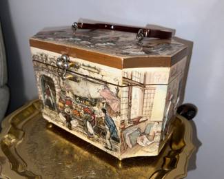 Vintage Wood Anton Pieck Decoupage Purse