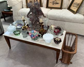 Antique marble top coffee table that matches the pair of side tables