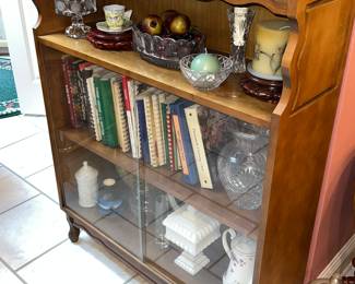 solid wood bookcase w/ Sliding glass doors