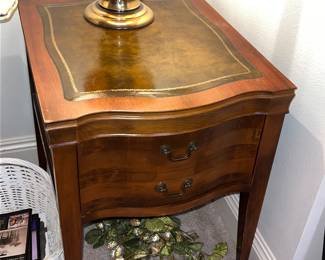 Antique Leather top Side table