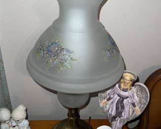 Floral painted Hurricane lamp