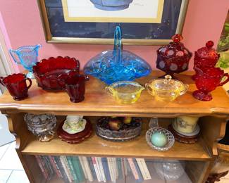 Vintage Red fostoria coin glass, Depression glass