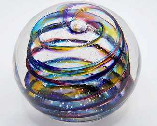 Signed art glass paperweight 