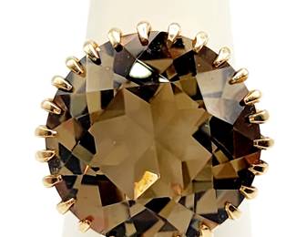 HUGE smoky quartz 14k gold cocktail ring