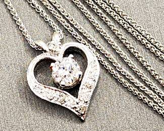 Fantastic 1950s diamond heart on 14k gold wheat link chain 