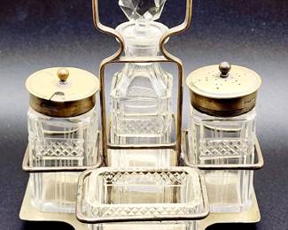 Antique crystal cruet set