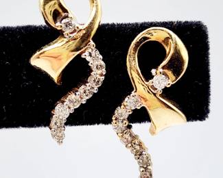 14k gold diamond ribbon earrings 
