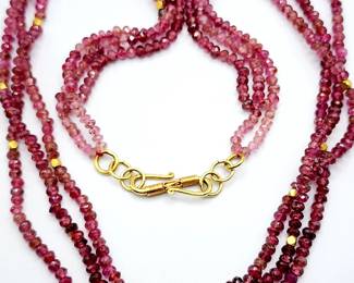 High karat gold & gemstone beaded necklace 