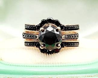 Spectacular 14k rose gold & big black diamond ring